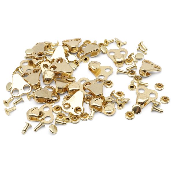 Крючки обувные 20х17 мм, 2 крепления, золото, 20 шт
