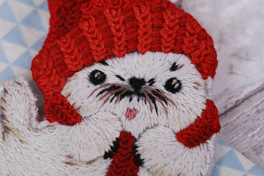 Набор для вышивания нитками Panna, Живая картина, брошь Белек в шапочке, 5х6 см