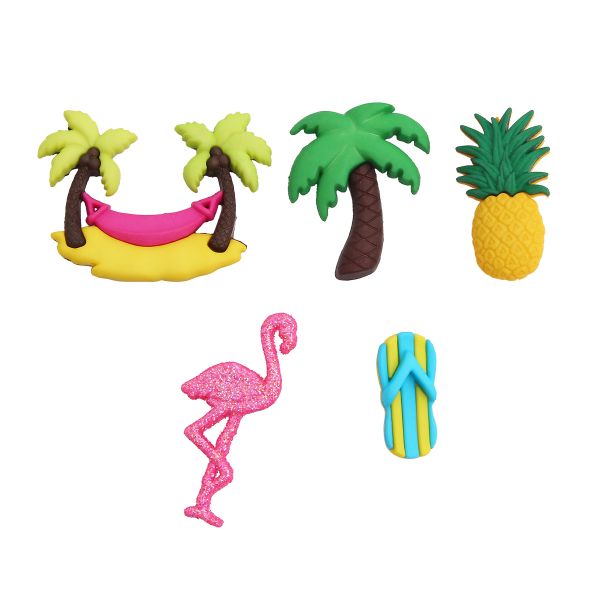 Украшения пуговицы декоративные фигурки Летние деньки пластик, 7 штук, Dress It Up