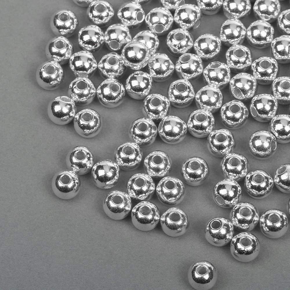 Бусины пластик ⌀8 мм, цв.серебро уп.50 г, Magic4Hobby