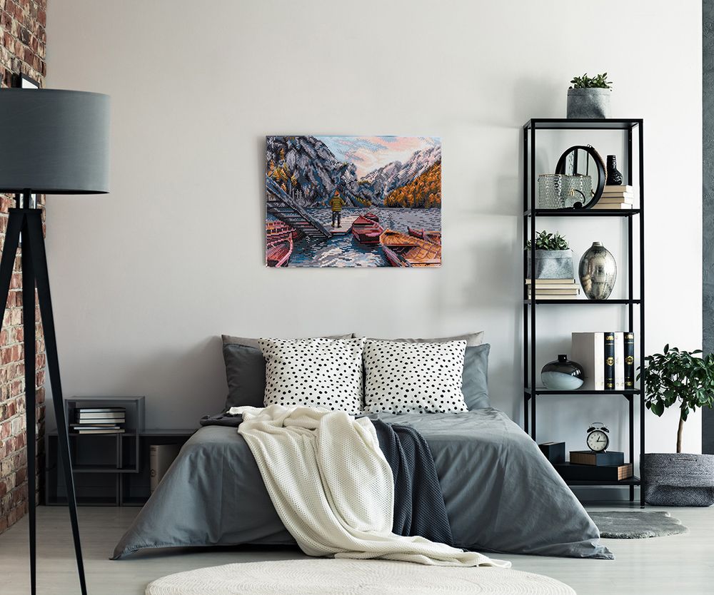 Алмазная (кристальная) мозаика Фрея, Горный причал 40х30 см