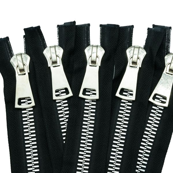 Молния трактор Т10 (10 мм) 2 зам., разъем., 90 см, декор. звено, ник / черн, 5 шт