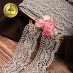 Кружево вязаное (тесьма) 45 мм / 10 метров, диз. 300, цв.25 св.серый, Kruzhevo