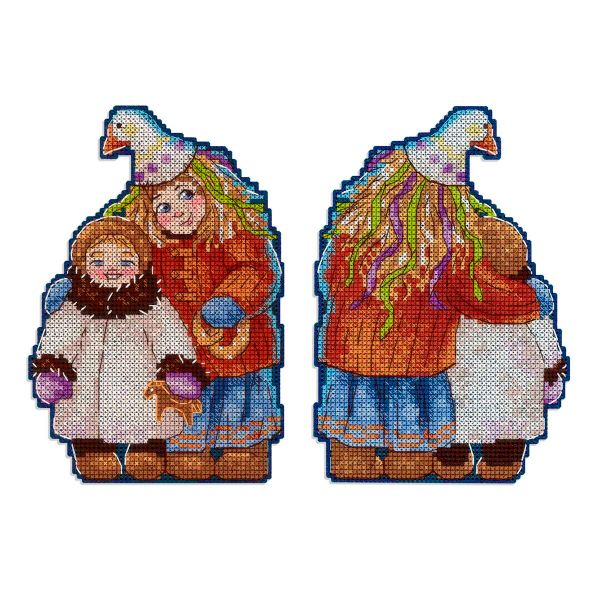 Набор для вышивания нитками МП Студия, пласт.канва Колядки. Детки 16х11 см