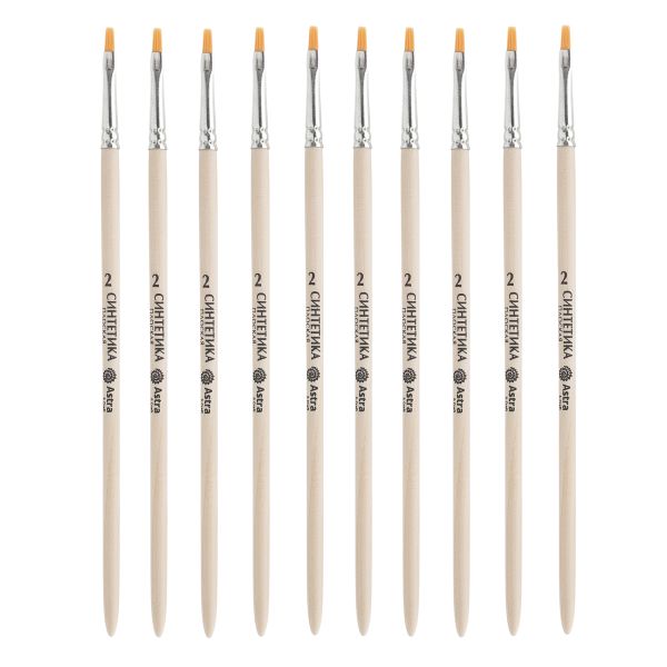 Кисть школьная, синтетика, плоская №2, 10 шт, Astra&Craft