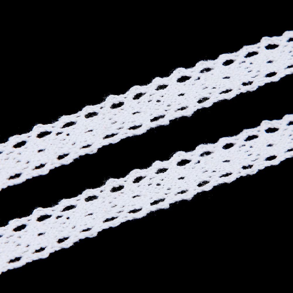 Кружево вязаное (тесьма) хлопковое 15 мм / 9.14 метров, белоснежный