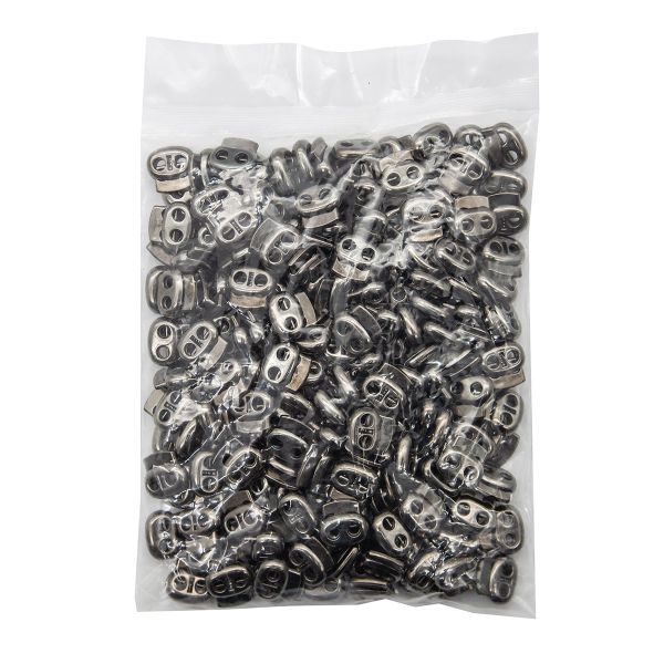 Фиксатор (зажим) для шнура пластик 2 отв., ⌀4.0 мм, 17х16 мм, плоский, под металл (черный никель), 200 шт