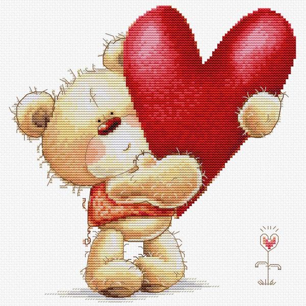 Набор для вышивания нитками Luca-S B1422, Большое сердце 18х19 см