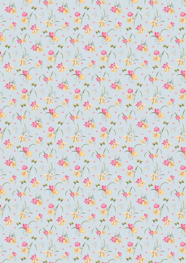 Ткань для пэчворка Peppy Весенний этюд, отрез 50х55 см, 146 г/м², ВЭ-14 голубой, Peppy