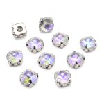 Хрустальные стразы в цапах круглой формы, белый c внутренним AB покрытием 8 мм, 10 шт, Astra&Craft, РЦ003НН8