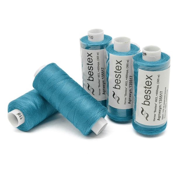 Нитки швейные бытовые Bestex 40/2, 365 м (400 ярд) / 10 кат., 110 прозрачная волна