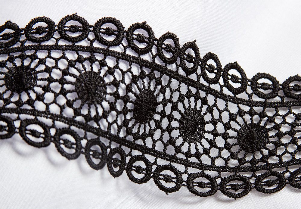 Кружево гипюр (плетёное) 55 мм / 10 м, черный, Gamma GGM-5501