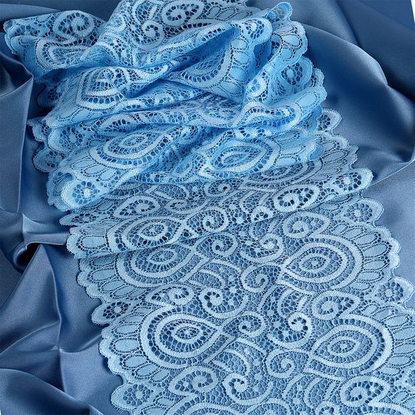 Кружево бельевое эластичное 180 мм / 3 м, TBY.L1351, цв.L3090 голубой, Kruzhevo