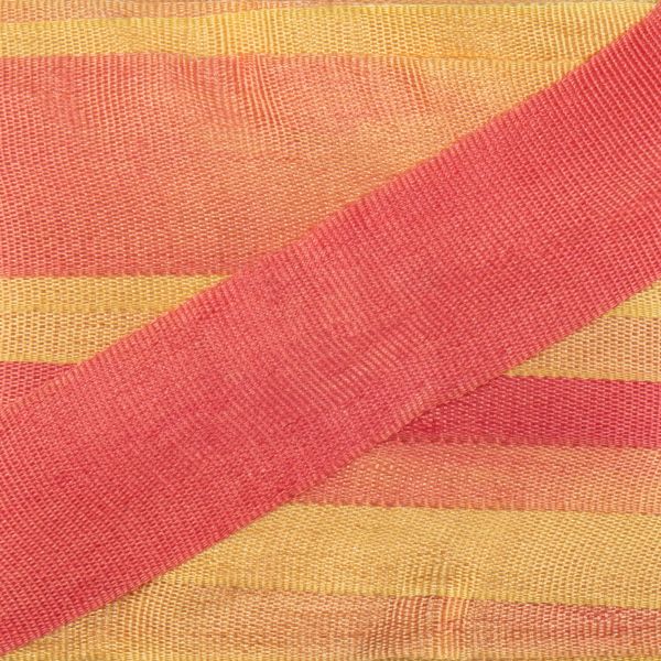 Лента (тесьма) шелковая 13.0 мм / 9.1±0.5 метров, M127 желтый/коралловый, Gamma SRM-13