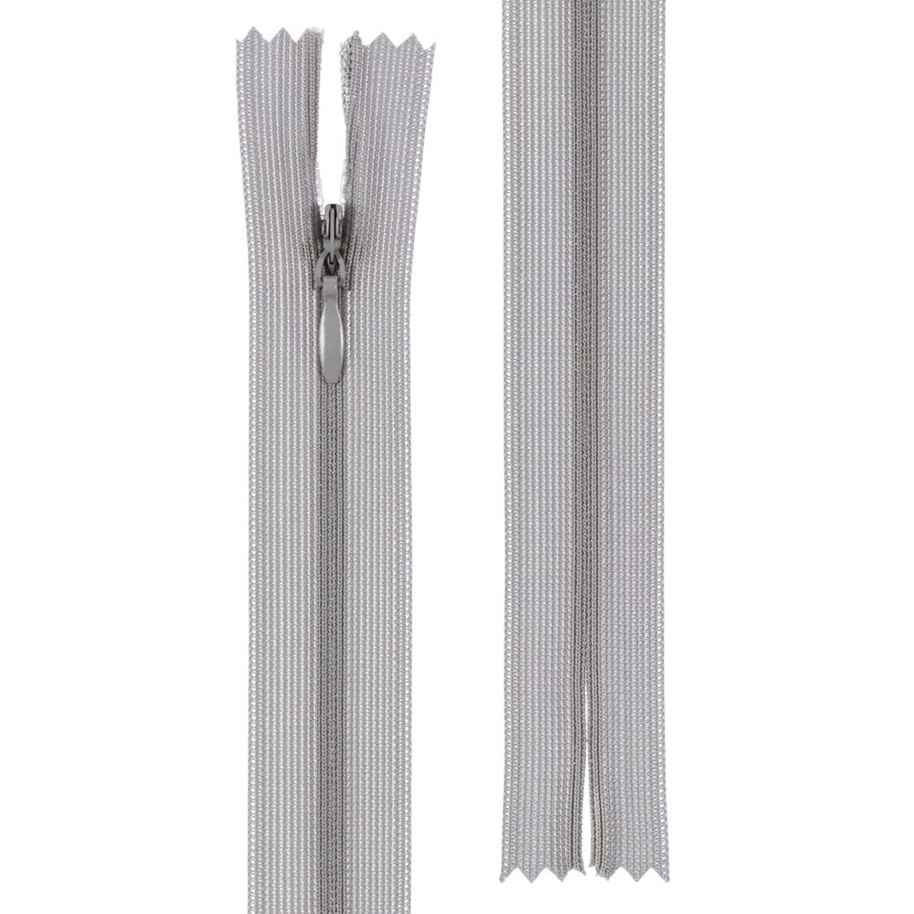 Молния потайная (скрытая) Т3 (3 мм) 1 зам., н/раз., 20 см, пластик, 350 св.серый, G013P Gamma 10 шт