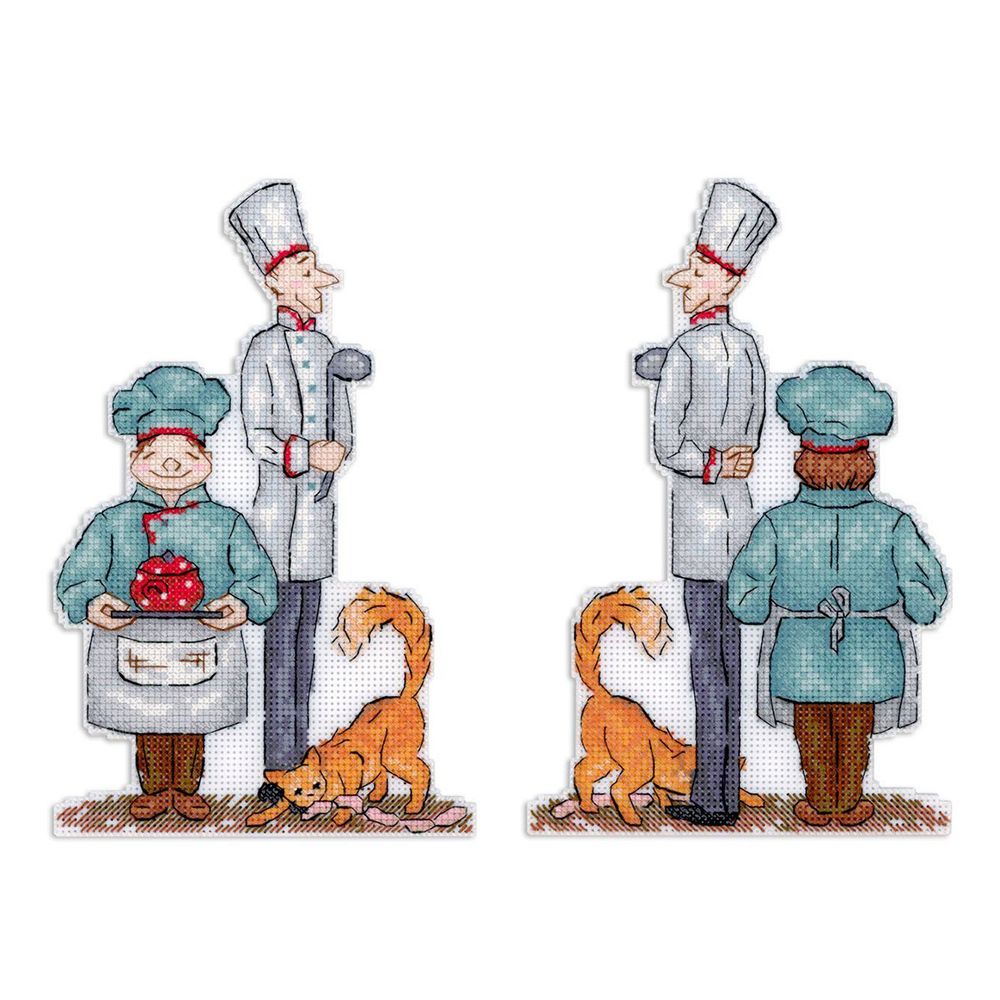 Набор для вышивания нитками МП Студия, на пластиковой канве Повара 20х13см