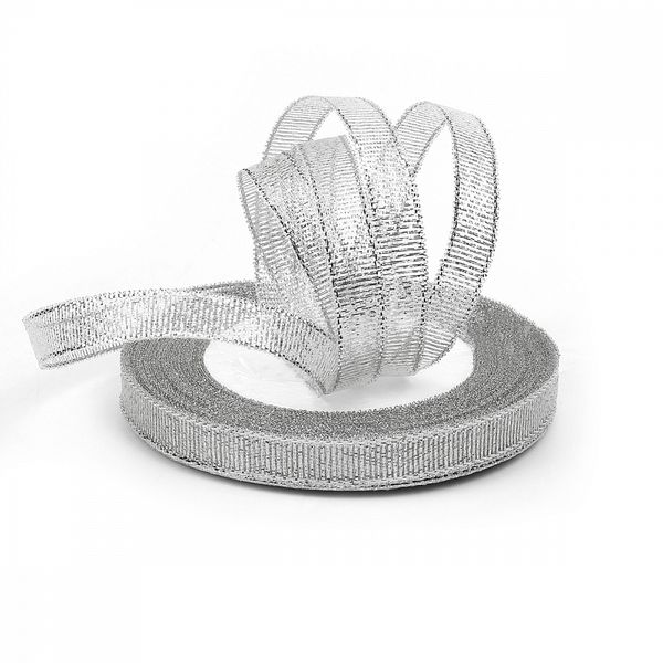 Лента металлизированная 12.0 мм / 22.85±1 метра, цв. серебро Magic4Hobby