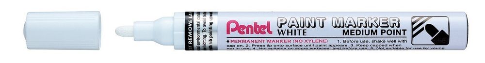 Маркер перманентный Paint 4.5 мм, пулевидный 12 шт, MMP10-W белый, Pentel