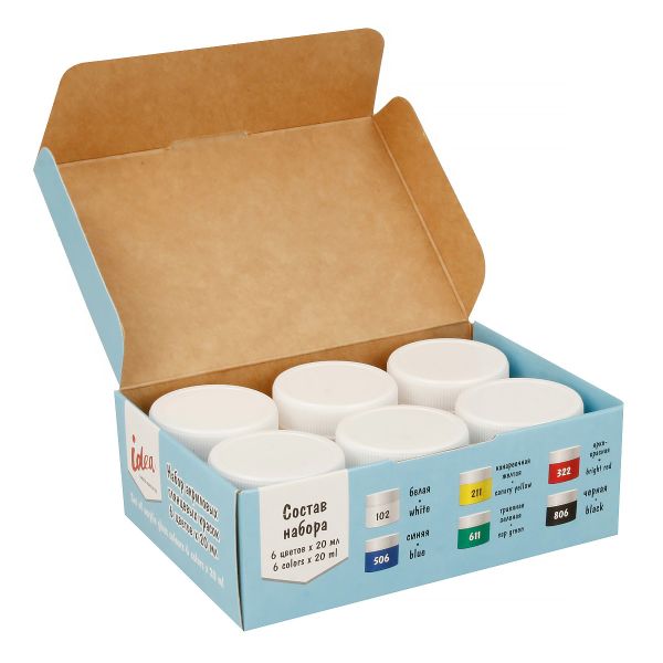 Краска акриловая глянцевая набор 6 цв, 20 мл, Vista-Artista IGAS-06