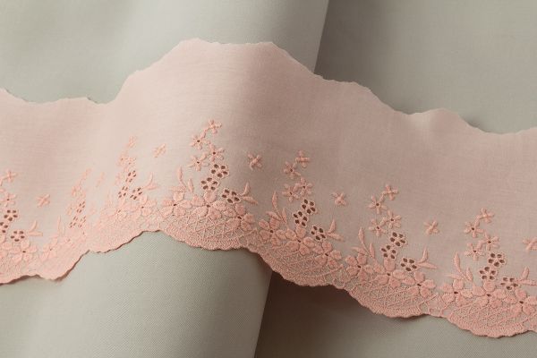 Кружево шитьё широкое 120 мм / 10 м, розовый, Gamma GYEM-12001