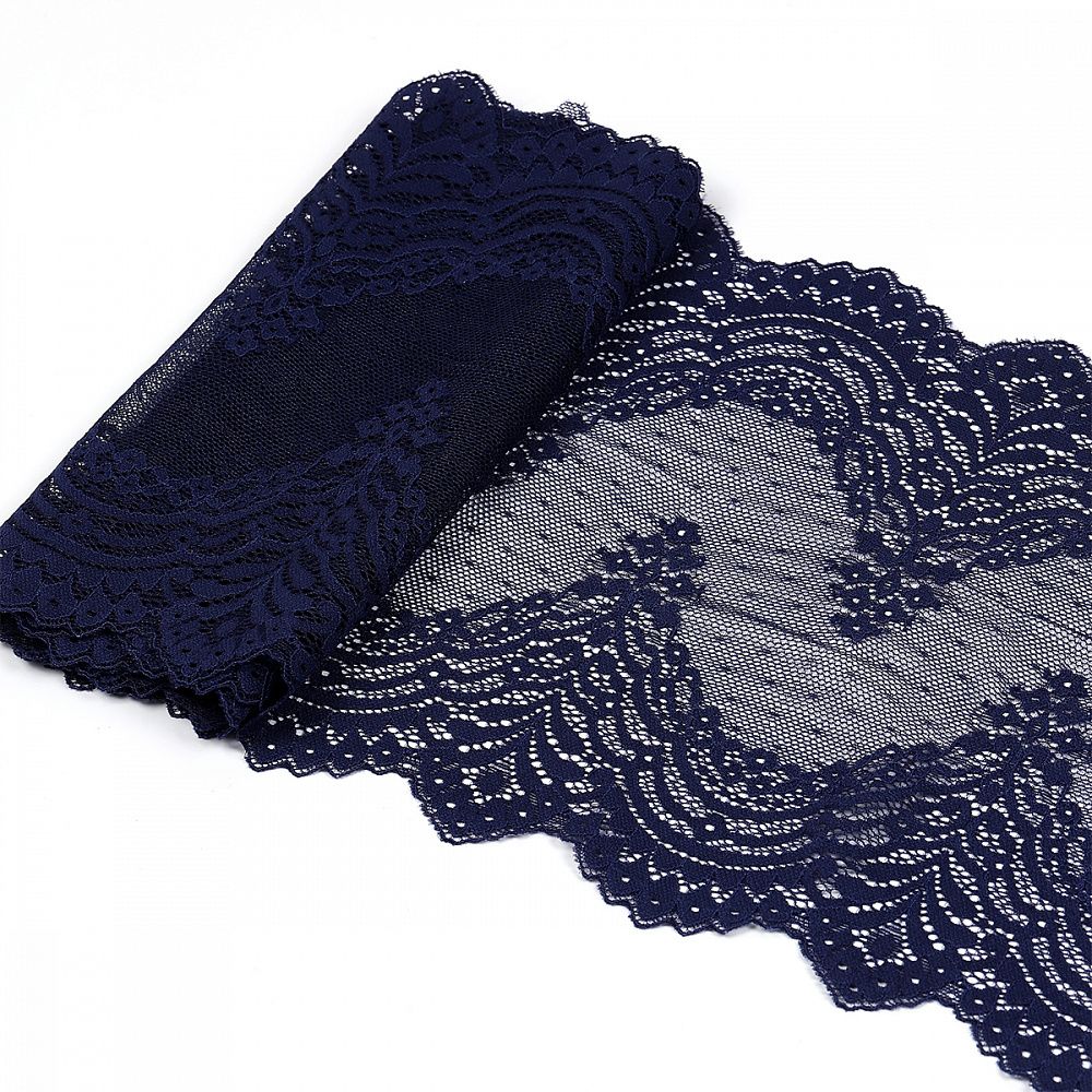 Кружево бельевое эластичное 230 мм / 3 м, 8036 цв.S919 т.синий, Kruzhevo