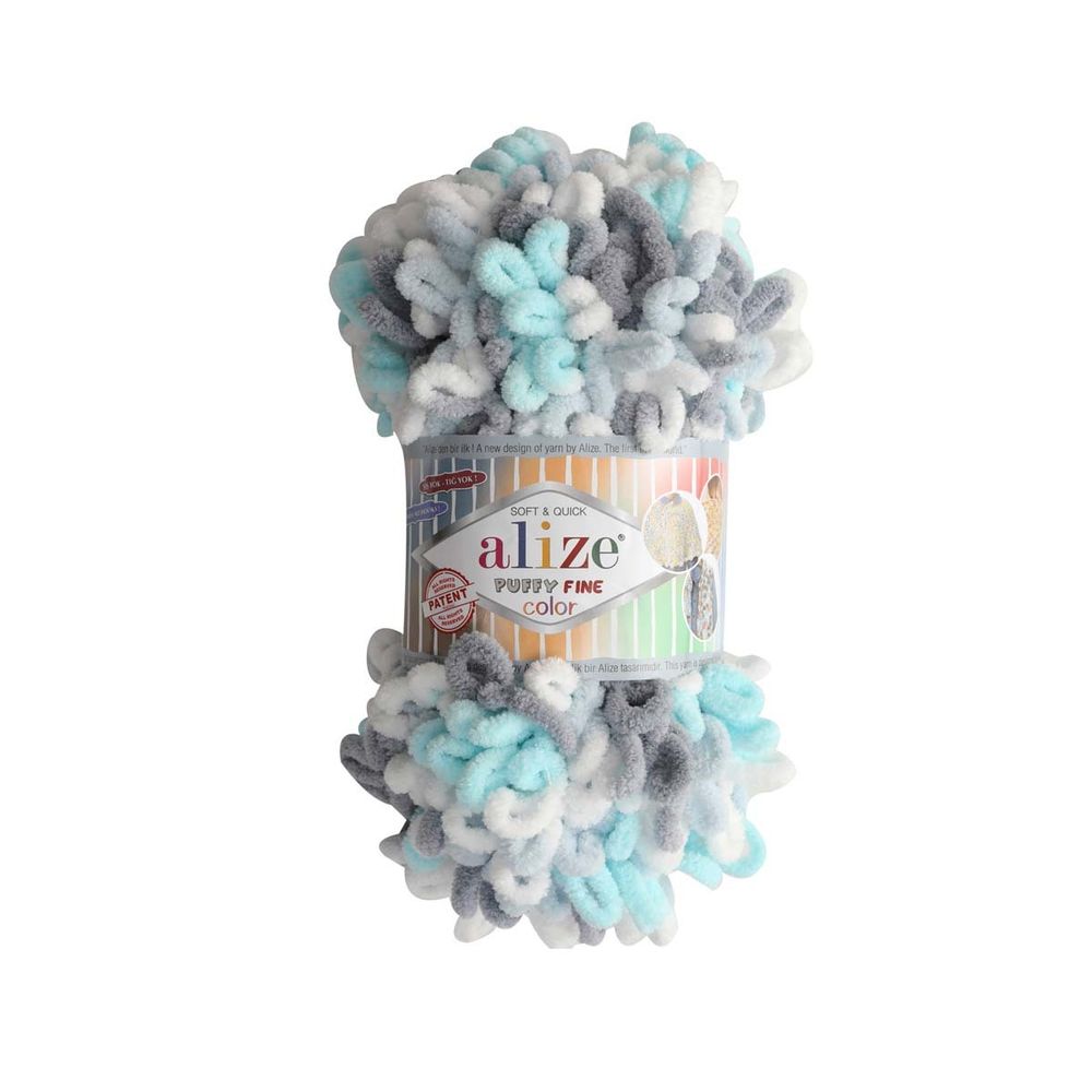 Пряжа Alize (Ализе) Puffy Fine Color / уп.5 мот. по 100 г, 14,5м, 5939 секционный A