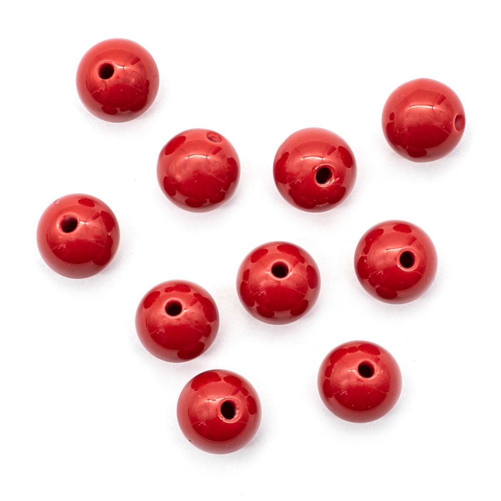 Бусины из смолы, имитация камня 11 мм, 10 шт в упак, яшма св.красная /TOS/