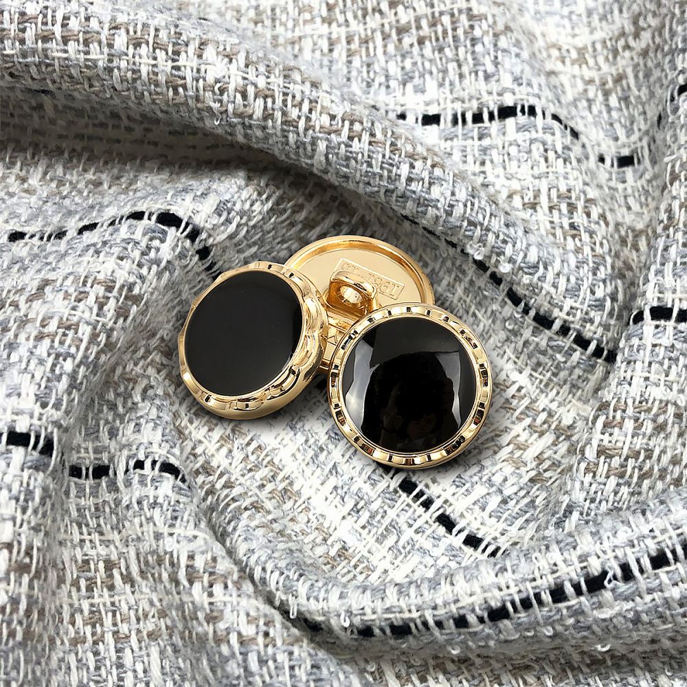 Пуговицы на ножке металлические 24L=15мм, С-MP33 цв.золото/черный, 5 шт