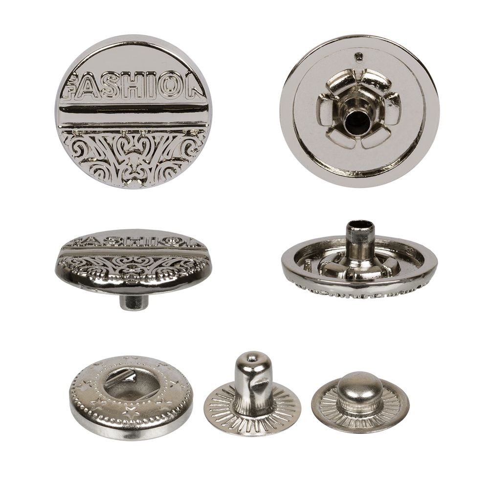 Кнопка Альфа (S-образная) ⌀15.0 мм, 36 шт, металл, нерж., 04 никель, MIKRON JK 004