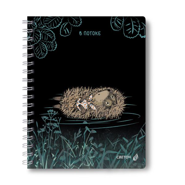 Тетрадь ученическая общая, выборочный УФ лак, (лицензия) A5 48 л. на гребне 65 г/м², белизна 100 %, 8 шт, клетка, 01173 Не такой уж колючий (Ёжик в тумане), Светоч Т105