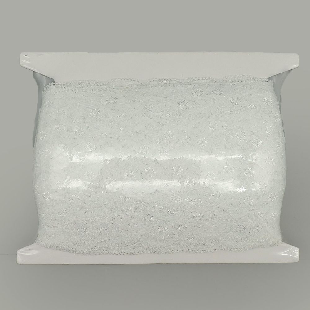 Кружево эластичное (стрейч) 52 мм / 25 метров, LAEC5266, белый