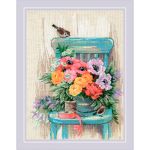 Набор для вышивания нитками Риолис, Цветы моего сада 30х40см