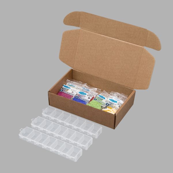 Набор бисера №06, 21 цвет по 5 гр с контейнером, № 10/0 (2.3 мм), диаметр 2,3 мм, 105 гр, Preciosa