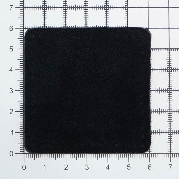 Заплатки пришивные из замши, квадрат 6см с перфорацией, 2 шт, 100% кожа, 20 черный, 59112