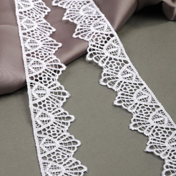 Кружево гипюр (плетёное) 30 мм, цв.1 белый, уп. 9 м, Kruzhevo