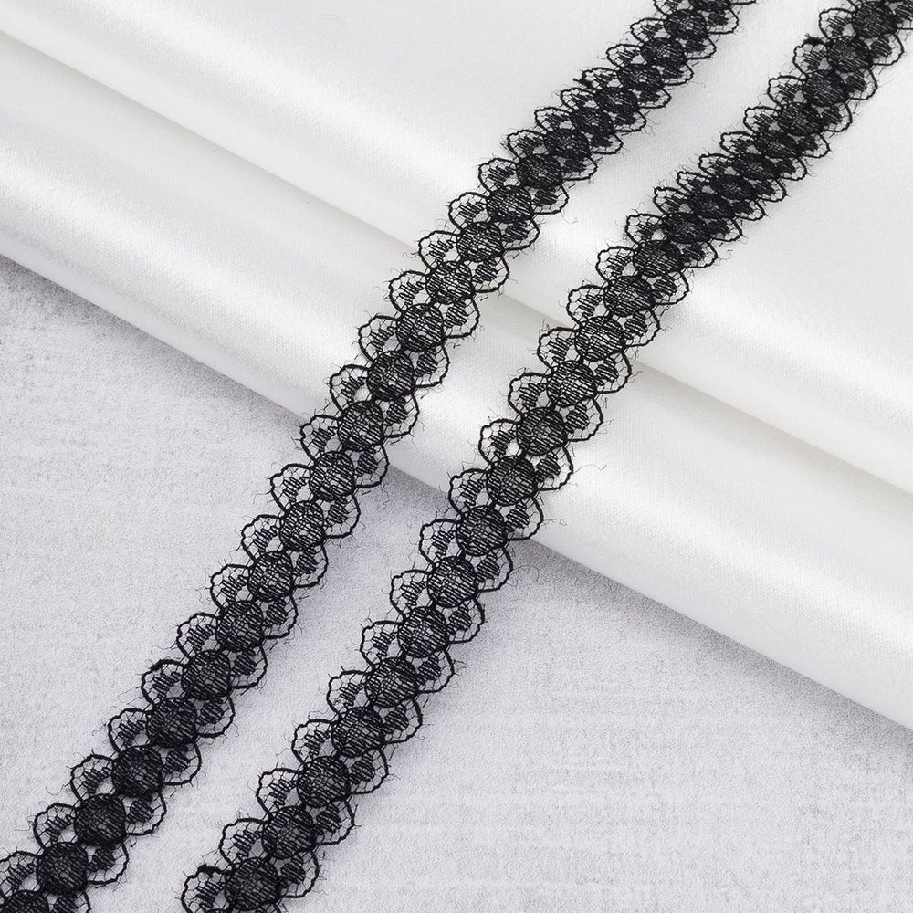 Кружево капроновое 15 мм, / 13.72 метра, ажурное, черный