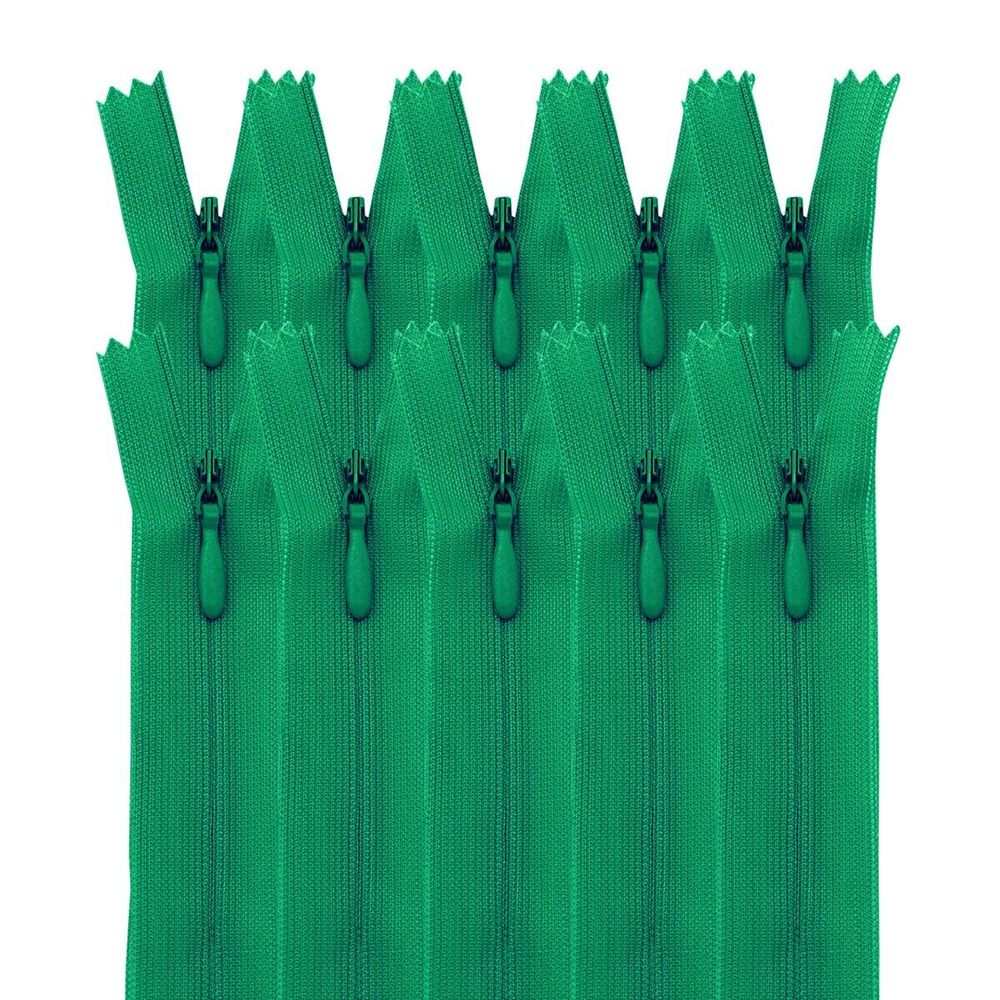 Молния потайная (скрытая) Т3 (3 мм) 1 зам., н/раз., 50 см, ярко-зелен., нейлон, 31329 / 50, 10 шт