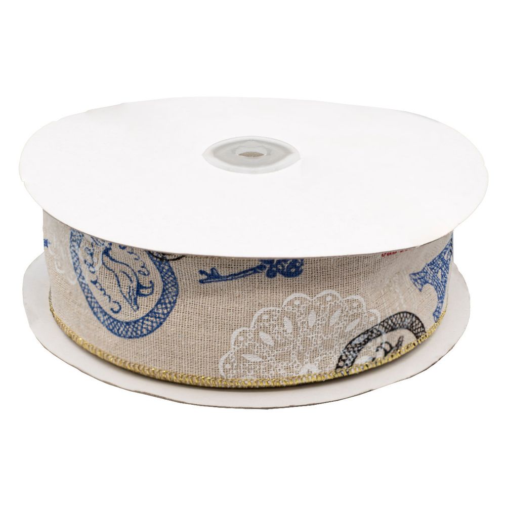 Лента декоративная (джут) Печати, 45.0 мм / 20 м, BF-016