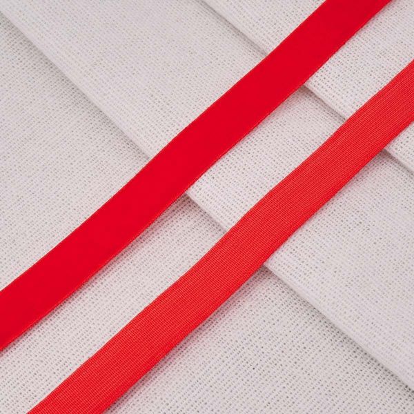 Лента бархатная (тесьма) эластичная 10.0 мм / 32.9±2 метров, 40 красный