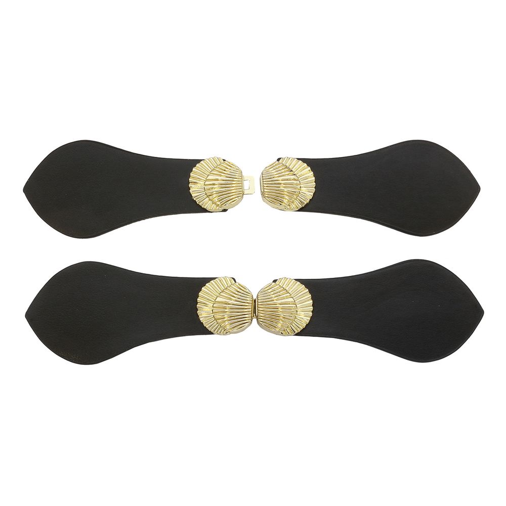 Фурнитура застежка для кардигана кожаная №5 черная 21,5см (золото), 2 шт