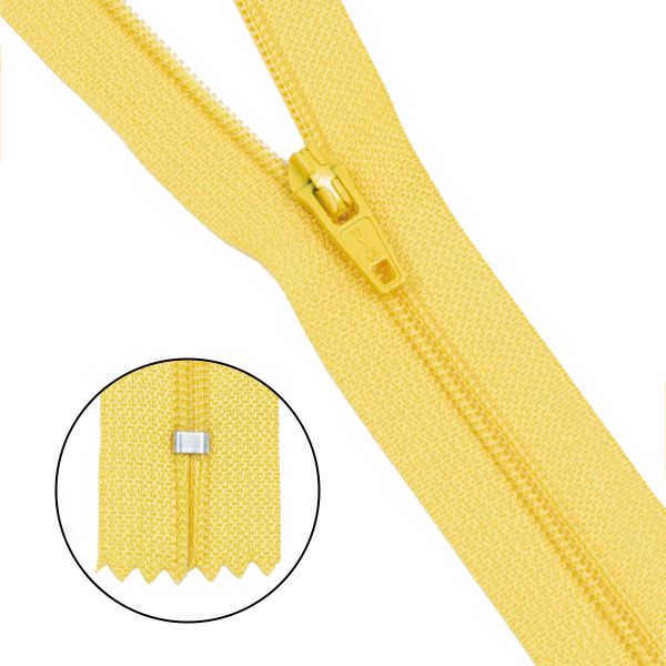 Молния спираль (витая) брючная Т3 (3 мм) 1 зам., н/раз., 20 см, автомат, яр.желт, 30113, 10 шт