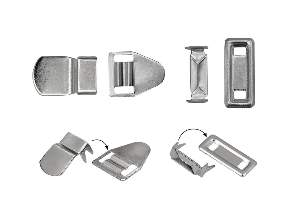 Крючки брючные (юбочные) BRF10-201 нержавеющая сталь 10 мм, установочные, никель, 4 шипа, 1000 комплектов, Брючникофф