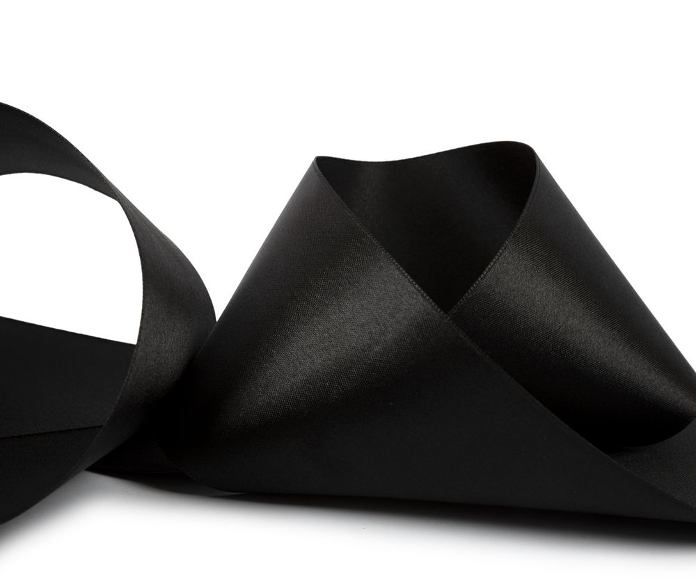 Лента атласная 1-сторонняя 75.0 мм / 33±2 метра, 113 черный, Gamma