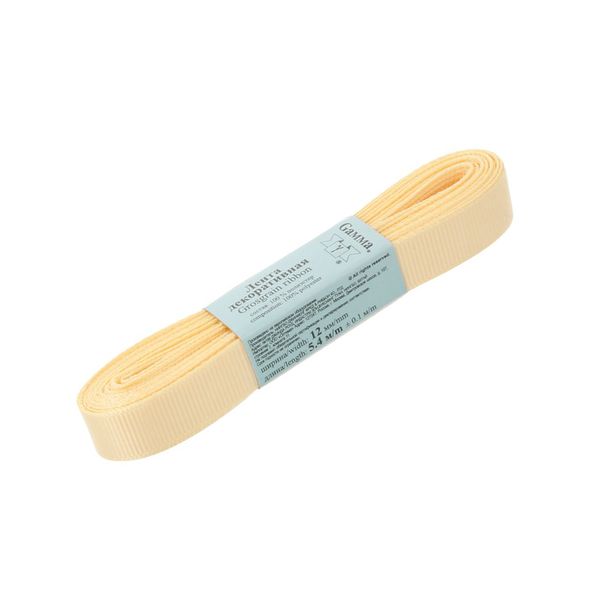 Лента репсовая нарезка 12.0 мм / 10 шт по 5.4 метра, 007 кремовый, Gamma GR-12