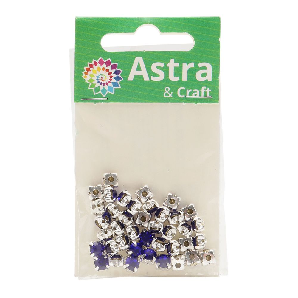 Хрустальные стразы в цапах/серебро, 6мм, 40 шт/упак, Astra&Craft (25 синий), 4AR169/176