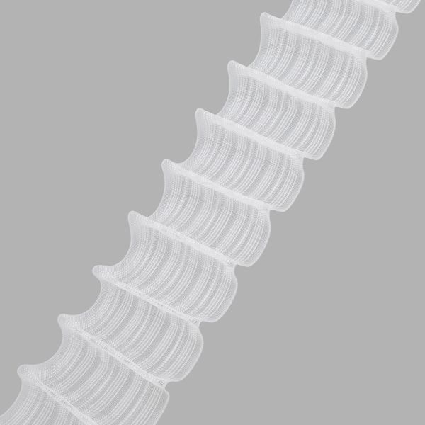 Лента (тесьма) шторная: сборка параллельная (1:1.5) 70 мм / 10 метров, (6 рядов петель, 3 шнура), прозрачный, ТУ, C1007M