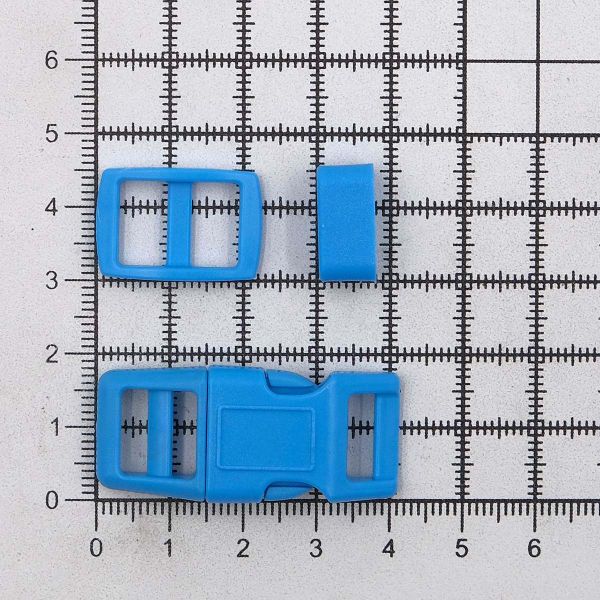 Фастекс (пряжка трезубец), рамка и рамка-регулятор 10мм, пластик, (2 компл.) Hobby&Pro, голубой, A03001037-10