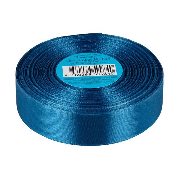 Лента атласная 1-сторонняя 25.0 мм / 33±2 метра, 145 сине-серый, Gamma