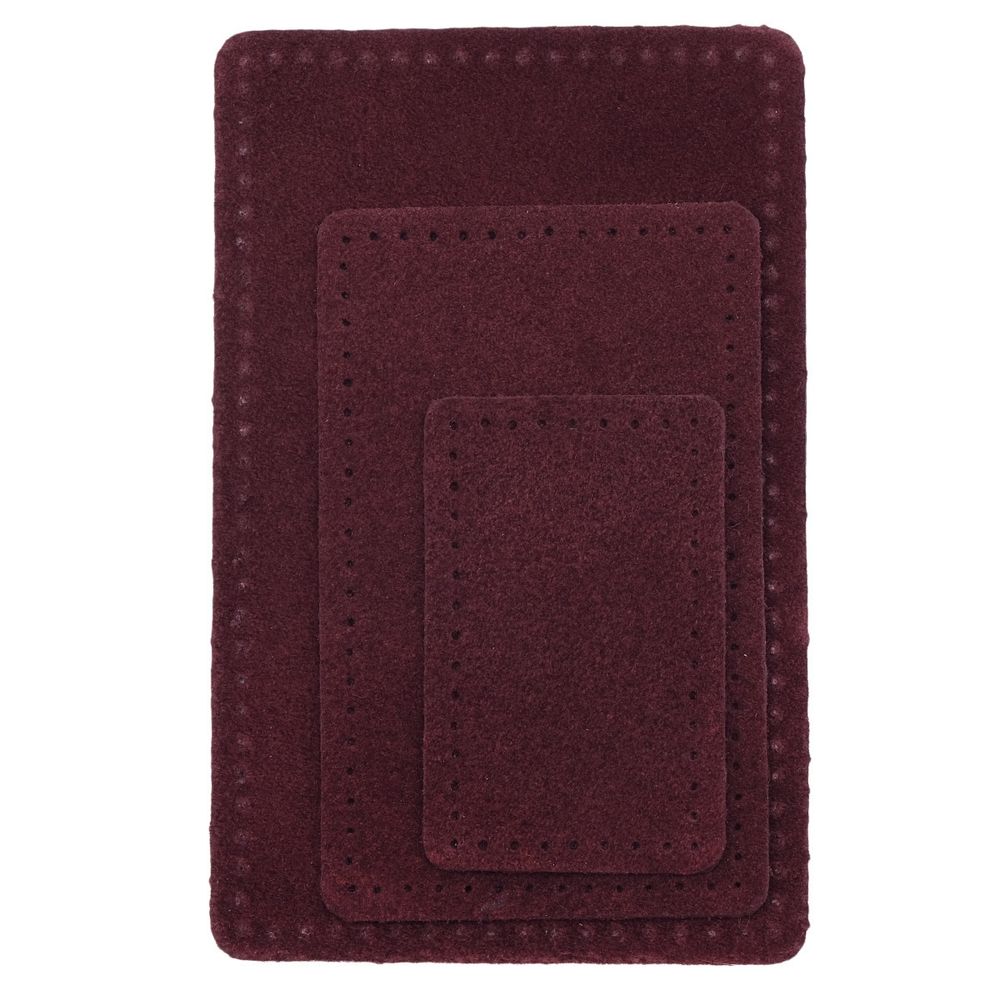 Набор заплаток пришив. из замши, прямоуг-к 4х6,4см, 6х9,6см, 8х12,7см, с перфорацией, 3 шт (31 бордовый), 59403