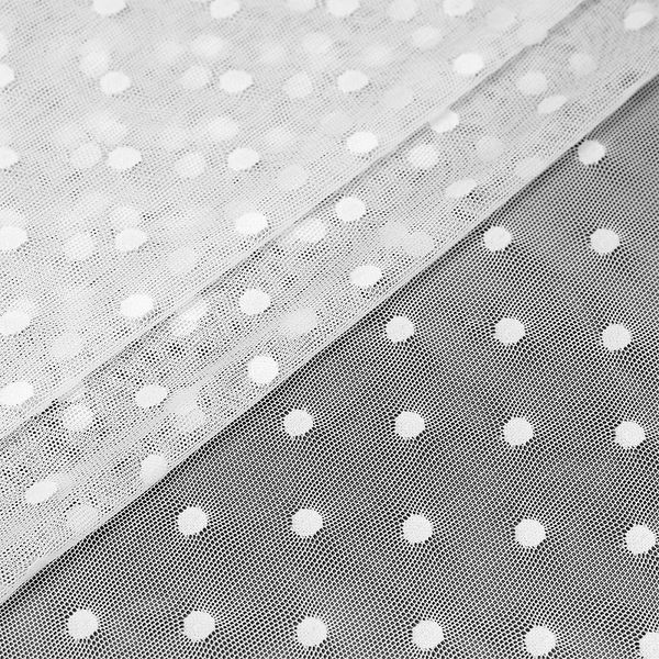 Сетка бельевая эластичная 95 г/м², шир.160 см / 1 метр, Горох TBY.00129 цв.01 белый /ОТР.00129.01.05/